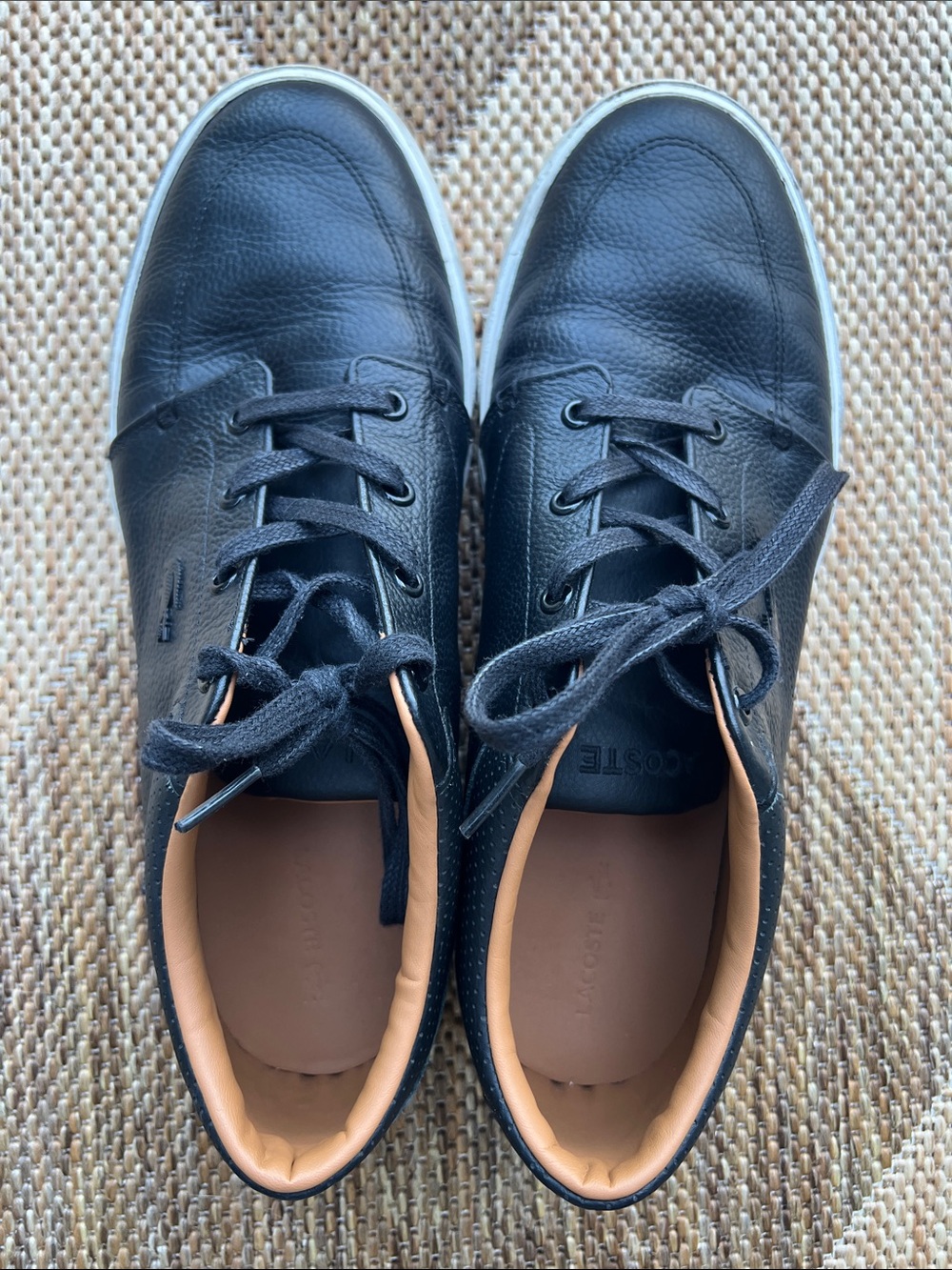 Lacoste Baylis Men’s Black Leather Lace-Up Sneakers with Tan Lining